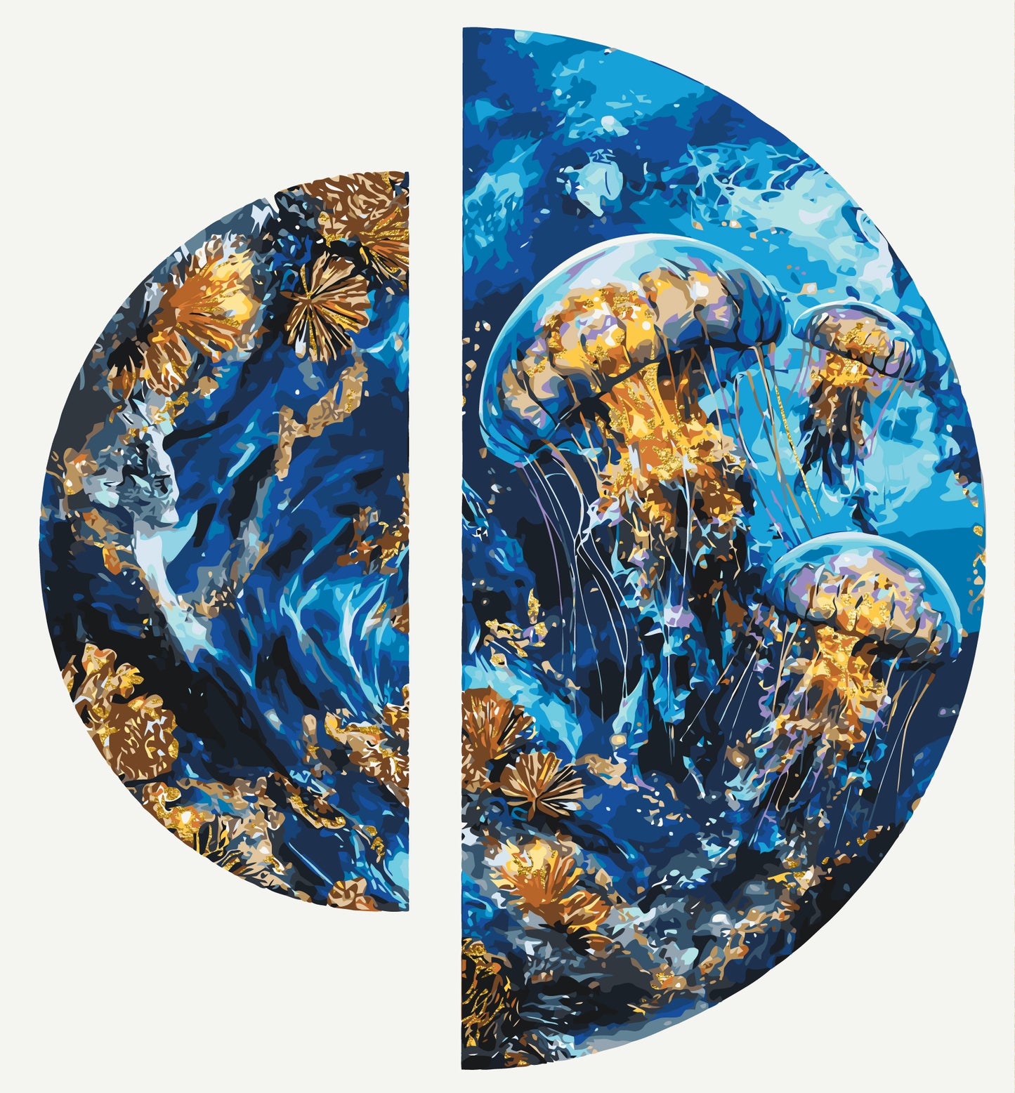 Malowanie po numerach ⌀50 cm + ⌀70 cm - Głębiny oceanu OSR 1014