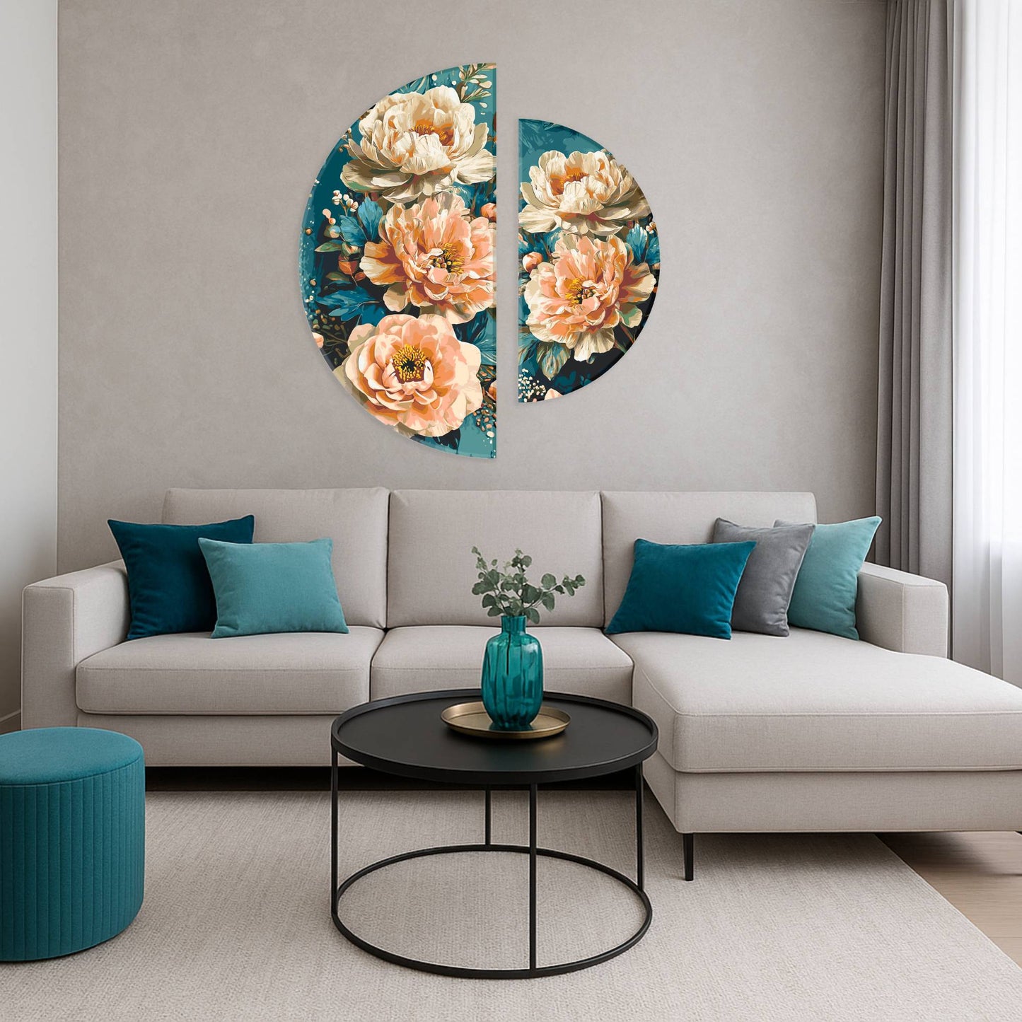 Malowanie po numerach ⌀50 cm + ⌀70 cm - Brzoskwiniowe płatki OSR 1018