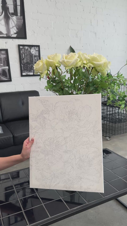 Malowanie po numerach 40x50 cm Kwiaty. Białe piwonie LW 30410