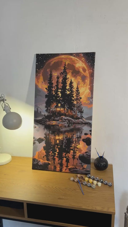 Malowanie po numerach 40x80 cm Pejzaż. Wyspa pod księżycem LW 5184